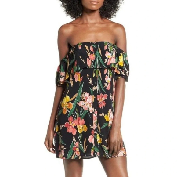 Privacy Please mini floral black dress with button front size small so pretty! - Picture 1 of 4